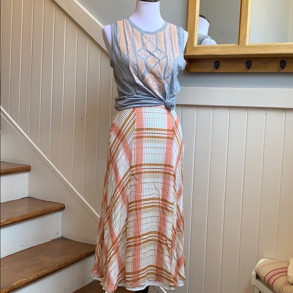 Massimo Dutti Check print midi skirt in Raspberry - Picture 2 of 16